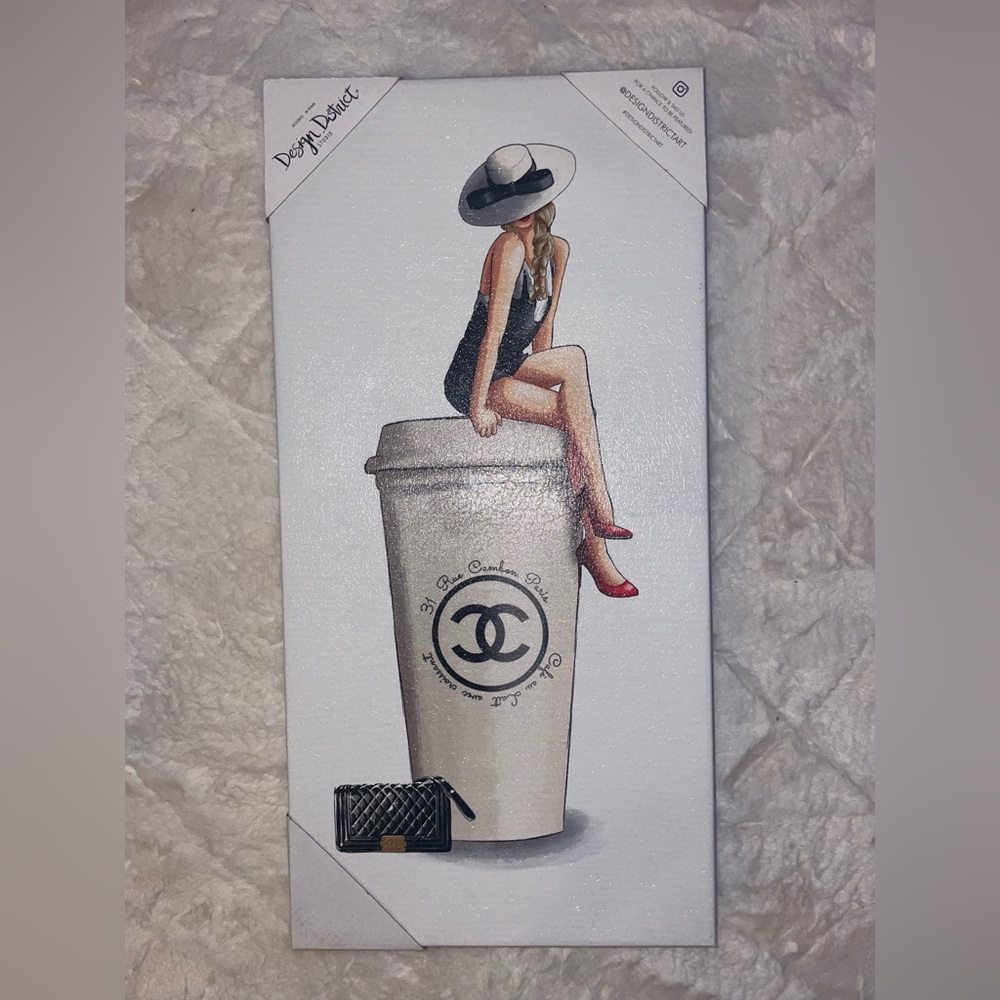 Chanel coco CC coffee design district wall art canvas